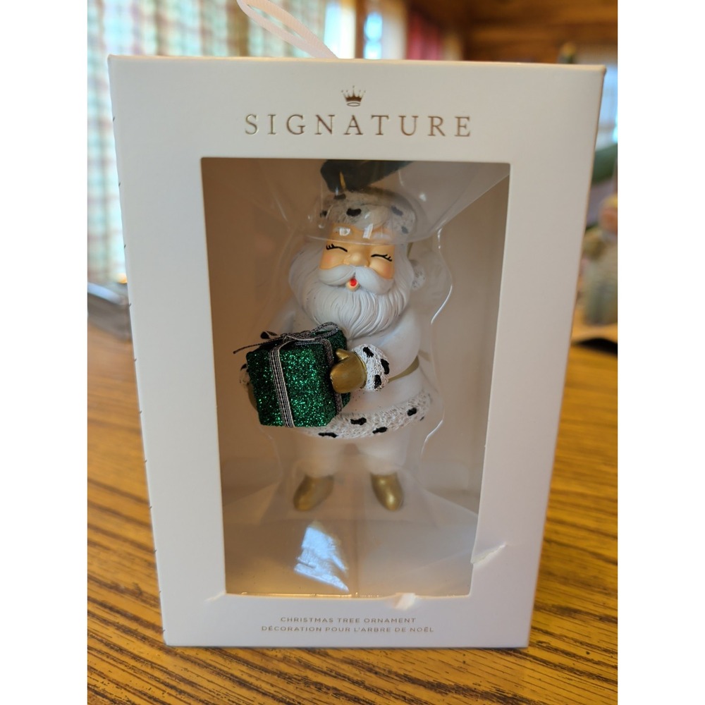 Hallmark Signature Ornament 2024 Vintage Santa Claus Holding Present MIB